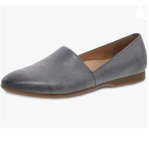 FOWT Grey Closed Almond Toe Pumps Loafer Flats Slip On Cozy Party Dress Shoes